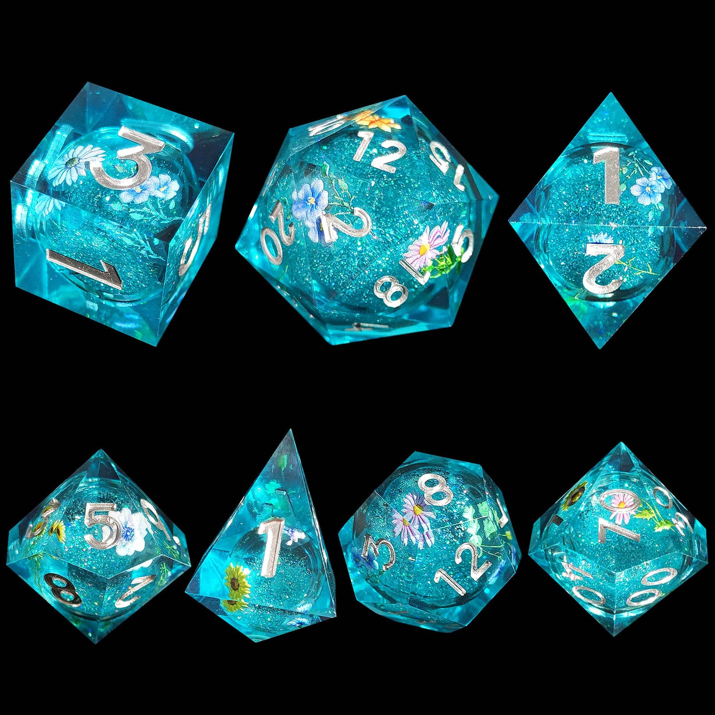 Resin Sand Flow Dice Liquid Core DND DungeonsDragons TRPG Board Game Dice Set Roleplaying Cthulhu - SkyeDragon Gifts