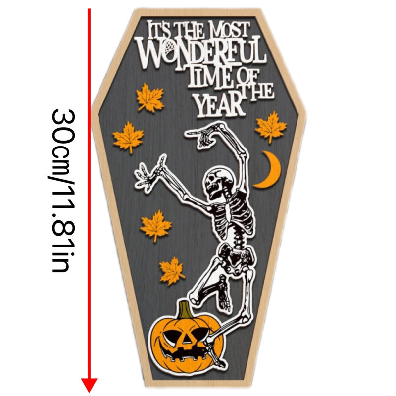 Halloween Skull Haunted House Cute Handmade Decoration Desktop Ghost Wooden Halloween Party Decor
