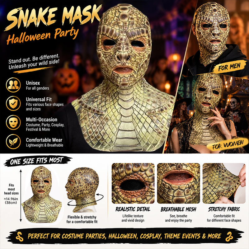 Realistic Basilisk Reptile Mask Full Face Latex Horror Costume for Adults