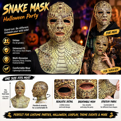 Realistic Basilisk Reptile Mask Full Face Latex Horror Costume for Adults