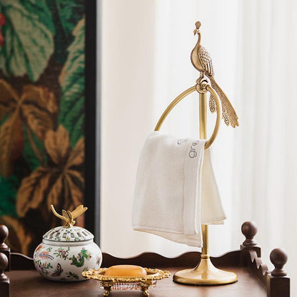 Brass peacock towel ring bathroom vertical towel rack storage shelf bathroom supplies