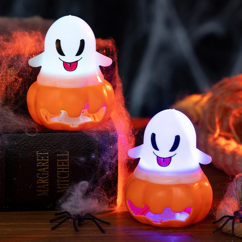 Halloween Ghost Pumpkin Lantern Light-Up Decoration Props for Party Scene Decoration Plastic Supplies