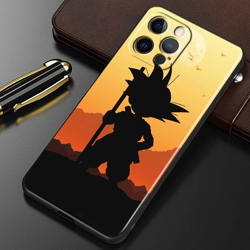 Suitable for 15 iPhone Fashion Dragon Ball Anime Phone Case Black Other Back Cover Color Painting - SkyeDragon Gifts