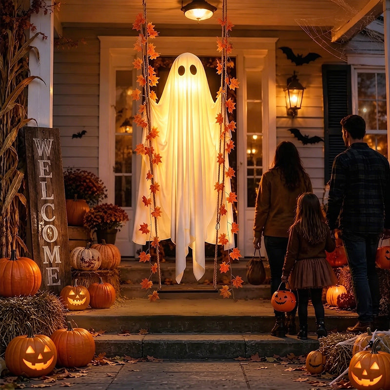 LED Halloween Hanging Ghost Decoration With Remote Control And 8 Lighting Modes