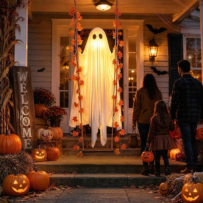 LED Halloween Hanging Ghost Decoration With Remote Control And 8 Lighting Modes