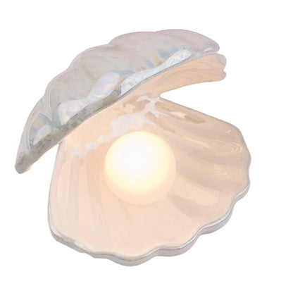 Mermaid Shell Pearl Night Light – Ceramic Bedside Lamp - SkyeDragon Gifts