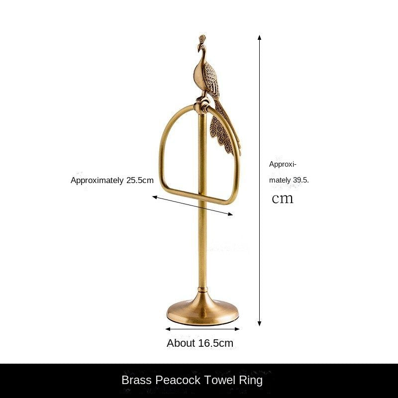 Brass peacock towel ring bathroom vertical towel rack storage shelf bathroom supplies