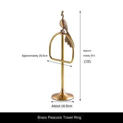 Brass peacock towel ring bathroom vertical towel rack storage shelf bathroom supplies