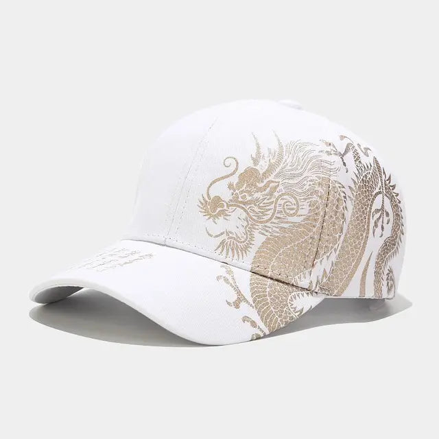 Men and women universal new Chinese dragon printing paragraph duck tongue cap pattern neutral wind adjustable baseball cap - SkyeDragon Gifts