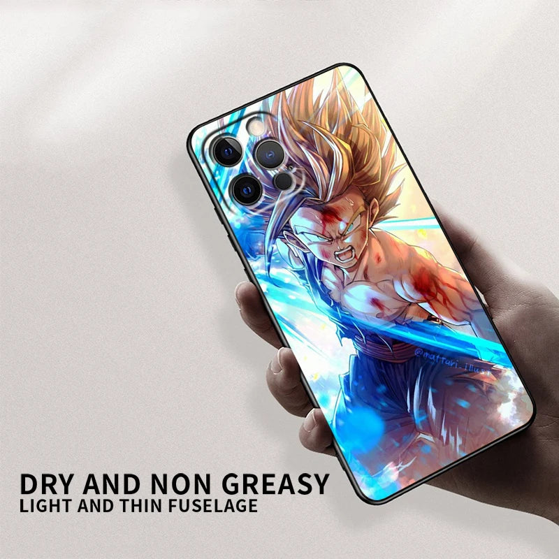 Japanese Art D-Dragon Ball Z For Apple iPhone 15 14 13 12 Pro Max Mini 11 Pro XS Max X XR 6 7 8 Plus SE 2020 Black Phone Case - SkyeDragon Gifts