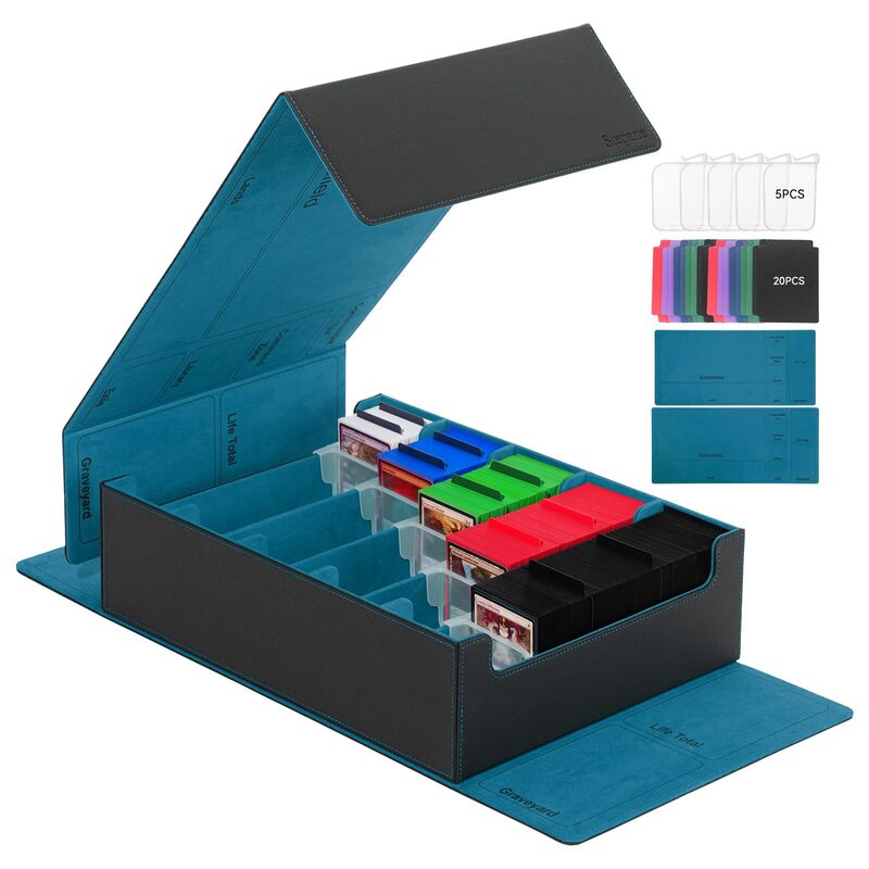 3800+ Capacity Card Storage Box. Includes 20 Dividers, 5 Supporters, Leather Magnetic Closure. Great for YuGiOh & MTG Cards. - SkyeDragon Gifts