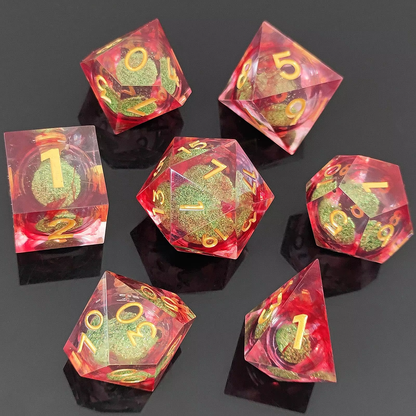 Resin Sand Flow Dice Liquid Core DND DungeonsDragons TRPG Board Game Dice Set Roleplaying Cthulhu - SkyeDragon Gifts