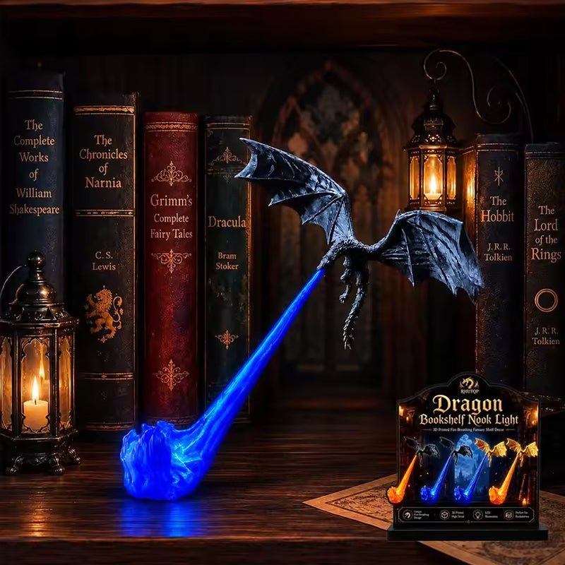 3D Flying Dragon LED Bookend Light Fantasy Bookshelf Decor Gift