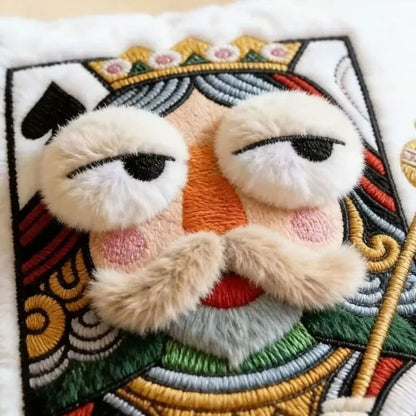 Cartoon Embroidered Square Pillow - Soft Quirky Big Eyes Game Cushion, Decorative Plush Throw Pillow for Home & Bedroom - SkyeDragon Gifts