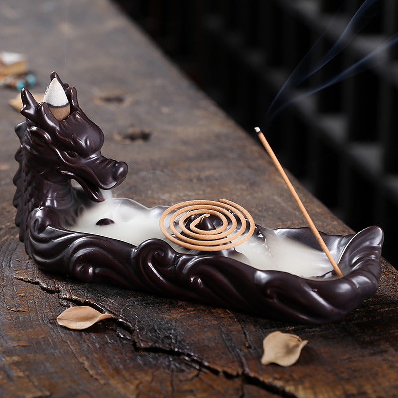 Ceramic Smoke Backflow Aromatherapy Furnace Home Decoration Creative Line Incense Incense Holder Backflow Chinese Dragon Incense Burner - SkyeDragon Gifts