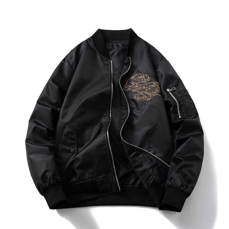 Retro Dragon Embroidery Jacket Men's MA-1 Flight Suit Baseball Jacket BF Style Outerwear Women - SkyeDragon Gifts