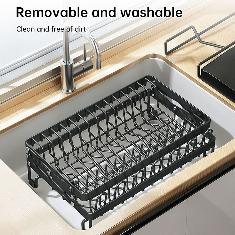Foldable 2-Layer Kitchen Dish Rack, Large Capacity Countertop Drying Shelf for Bowls & Cutlery - SkyeDragon Gifts