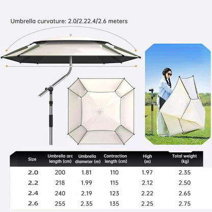 2.0-2.6m Octagonal Fishing Umbrella Portable Beach Sun Shade Camping Parasol UV Waterproof with Carry Bag - SkyeDragon Gifts