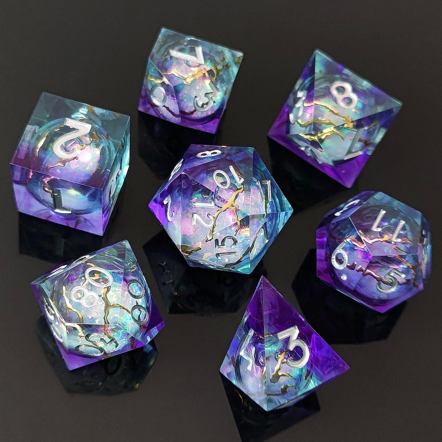 Resin Sand Flow Dice Liquid Core DND DungeonsDragons TRPG Board Game Dice Set Roleplaying Cthulhu - SkyeDragon Gifts