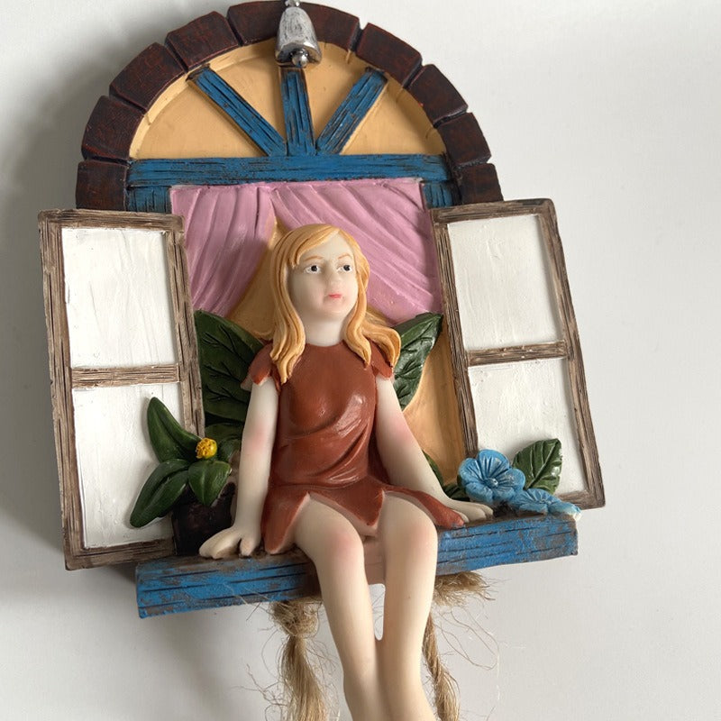 Outdoor Garden Sitting Window Fairy Resin Craft Decoration