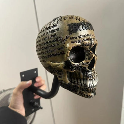 Antique Skeleton Helmet Wall Mount Resin Motorcycle Gear Holder Gothic Decor