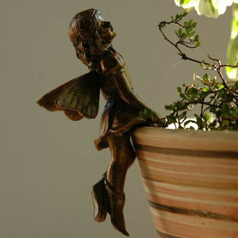 Flower Fairy Potted Pendant Home Garden Fairy Girl Hanging Cup Resin Handicraft Statue