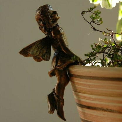 Flower Fairy Potted Pendant Home Garden Fairy Girl Hanging Cup Resin Handicraft Statue