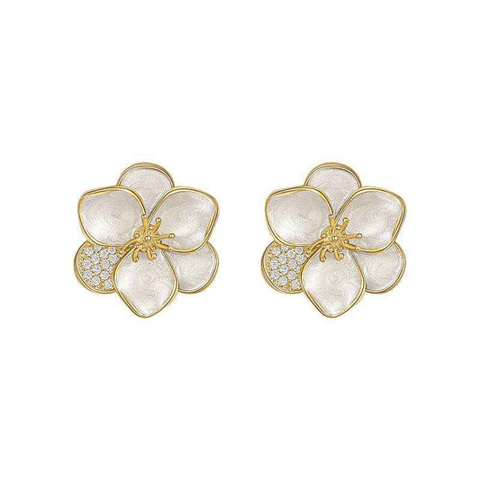 Niche design simple earrings white flower fairy earrings