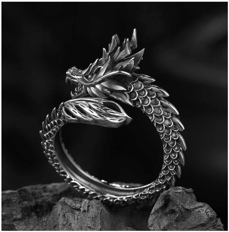 Retro Dragon Ring Male Hipster Personality Domineering Exaggerated Single Open Trendy Men And Women Index Finger - SkyeDragon Gifts