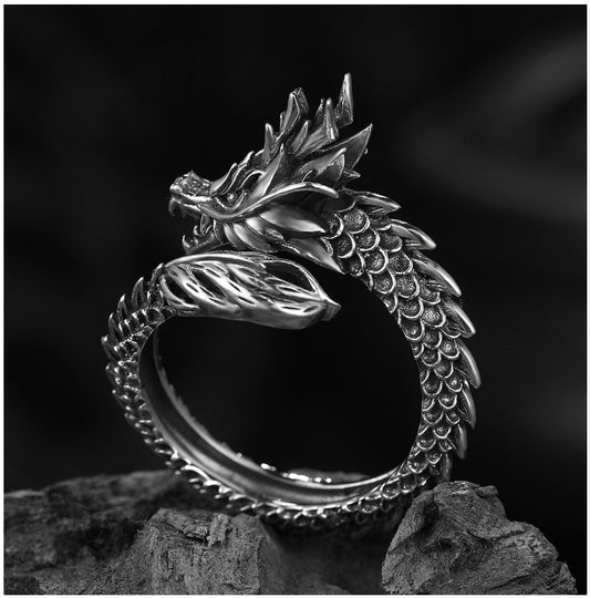 Retro Dragon Ring Male Hipster Personality Domineering Exaggerated Single Open Trendy Men And Women Index Finger - SkyeDragon Gifts