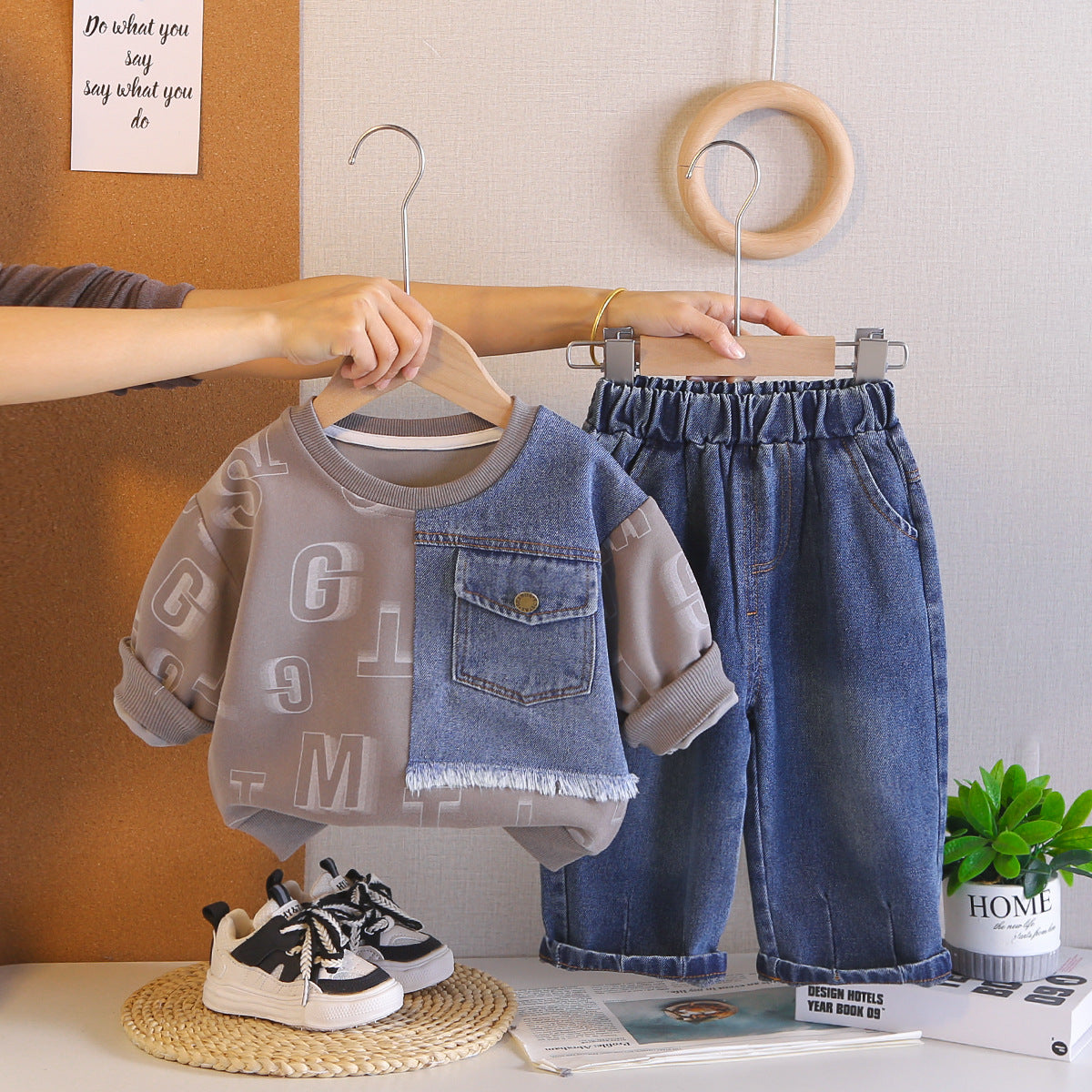 Spring and Autumn Round Neck Hoodie Two Piece Set for Baby Leisure - SkyeDragon Gifts