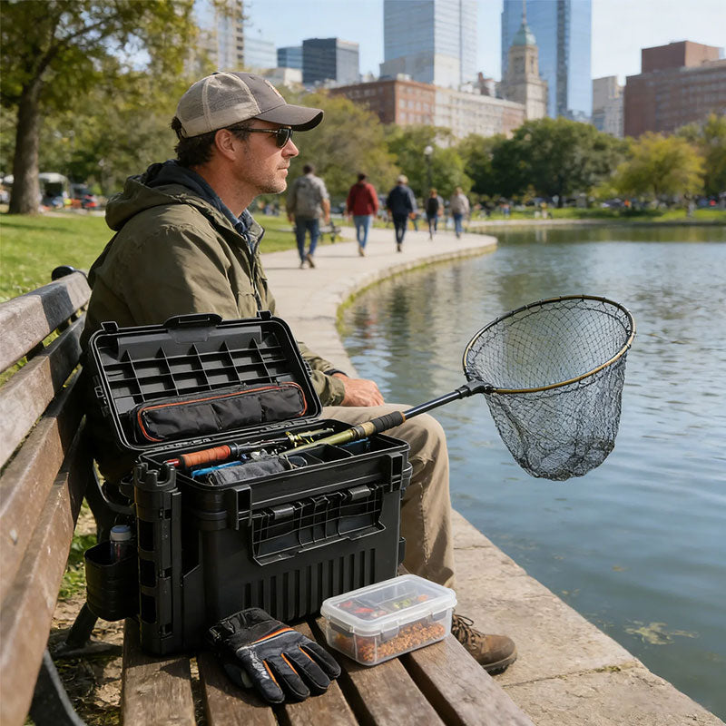 Portable 2-Layer Fishing Tackle Box, Adjustable Compartment Tackle Bag with Rod & Cup Holder - SkyeDragon Gifts