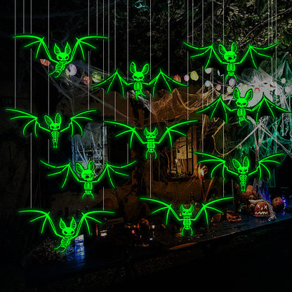 10pcs Halloween Decorations 3D Hanging Bat Fluorescent Glow-in-the-Dark Wall Stickers for Haunted House Party Decoration - SkyeDragon Gifts