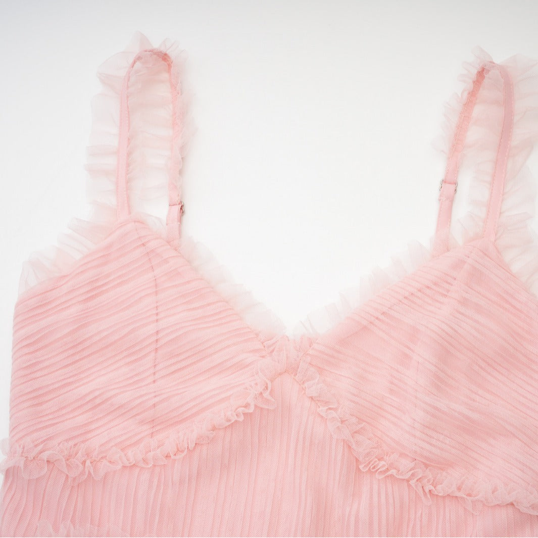Sweet and Cute Strapless Dress V-neck High Waist Tiered Skirt Lolita Fairy Dress