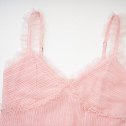 Sweet and Cute Strapless Dress V-neck High Waist Tiered Skirt Lolita Fairy Dress