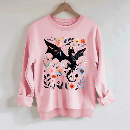Long sleeved round neck dragon pattern and floral design