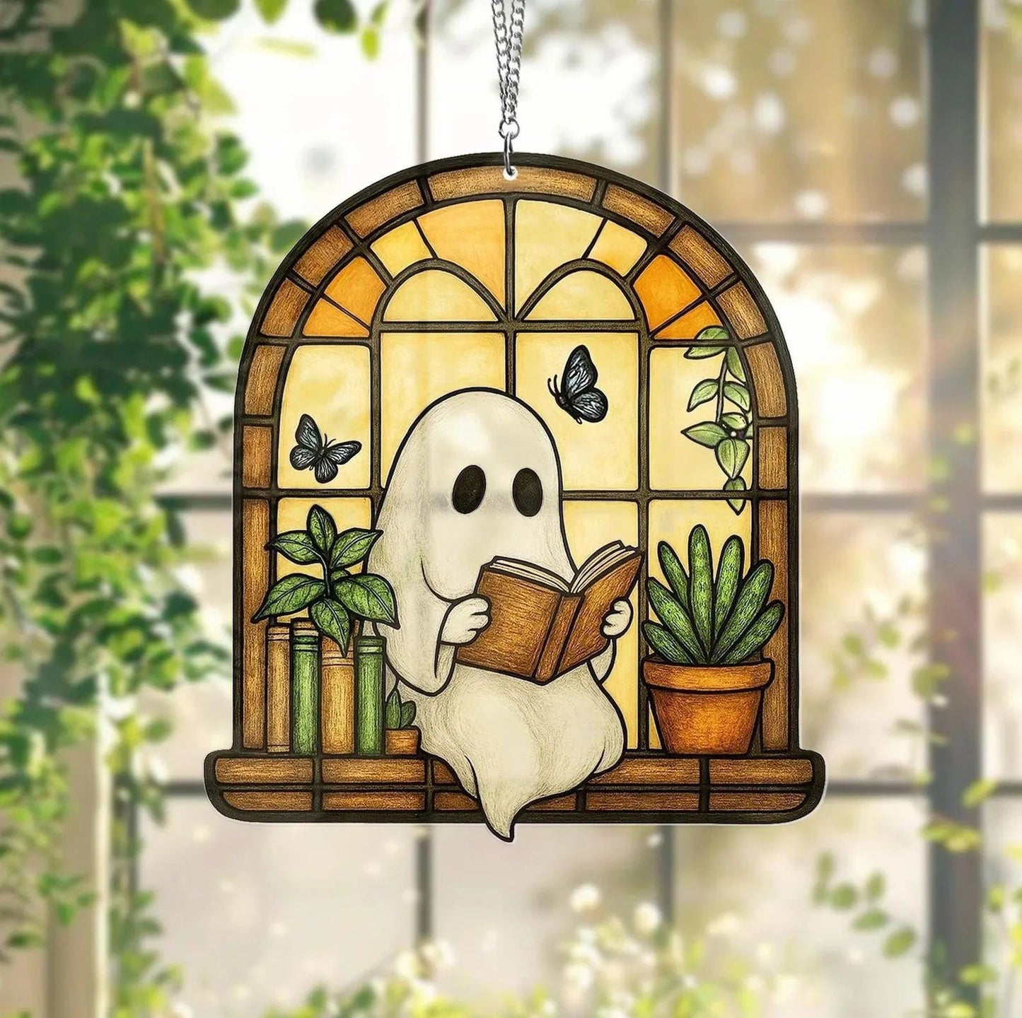 Halloween Decoration Ghost Reading Light Catcher Hanging Ornament Craft Pendant - SkyeDragon Gifts