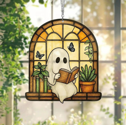 Halloween Decoration Ghost Reading Light Catcher Hanging Ornament Craft Pendant - SkyeDragon Gifts