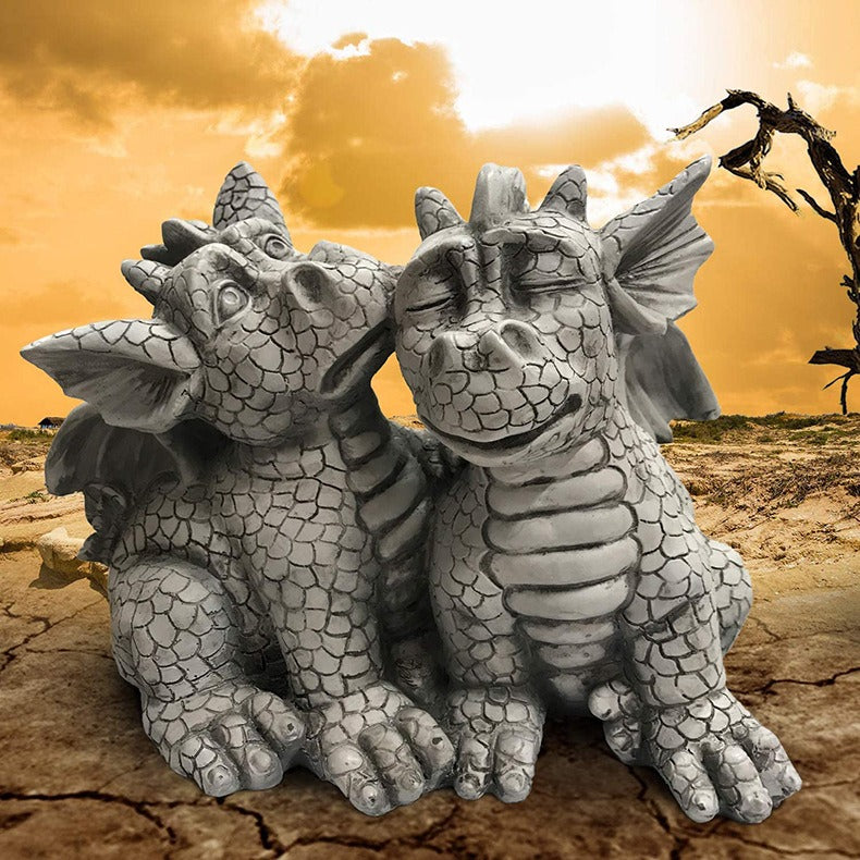 Solar powered dragon sculpture resin animal ornaments - SkyeDragon Gifts