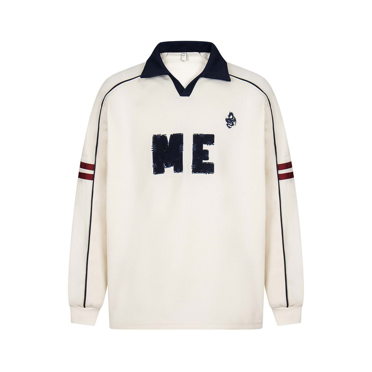 Style Color Block Dragon Letter Embroidery Polo Sweatshirt Unisex Loose Casual Top - SkyeDragon Gifts