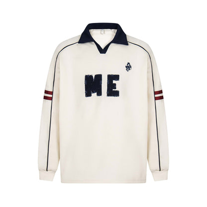 Style Color Block Dragon Letter Embroidery Polo Sweatshirt Unisex Loose Casual Top - SkyeDragon Gifts