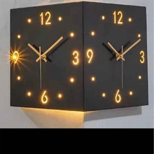 Nordic Dual‑Glow Corner Clock, Silent LED Wall Clock, Modern Minimalist Home Decor for Living Room Bedroom