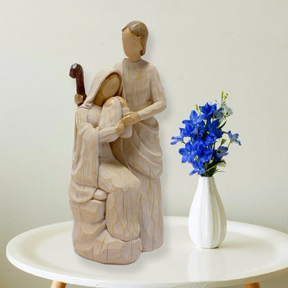 Warm Family Resin Sculpture Woodcut Style Home Decoration