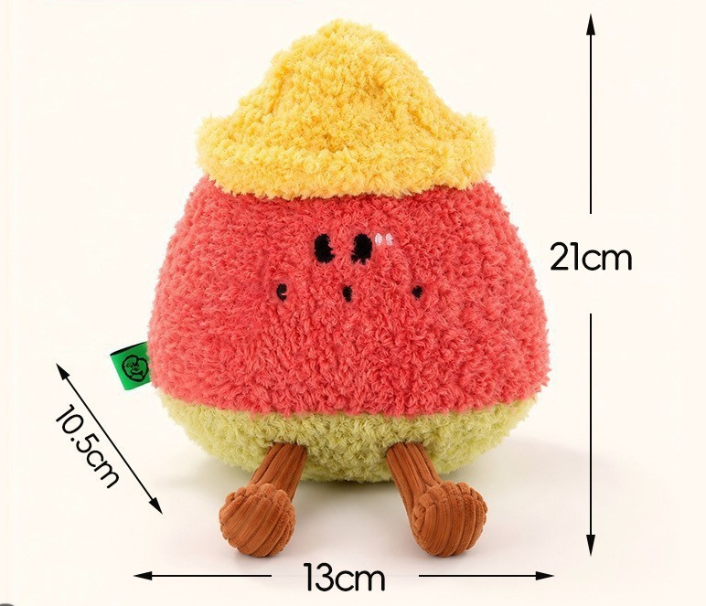 Cute Realistic Fruit Plush Squeaky Dog Chew Toy for Teething &amp; Teeth Cleaning