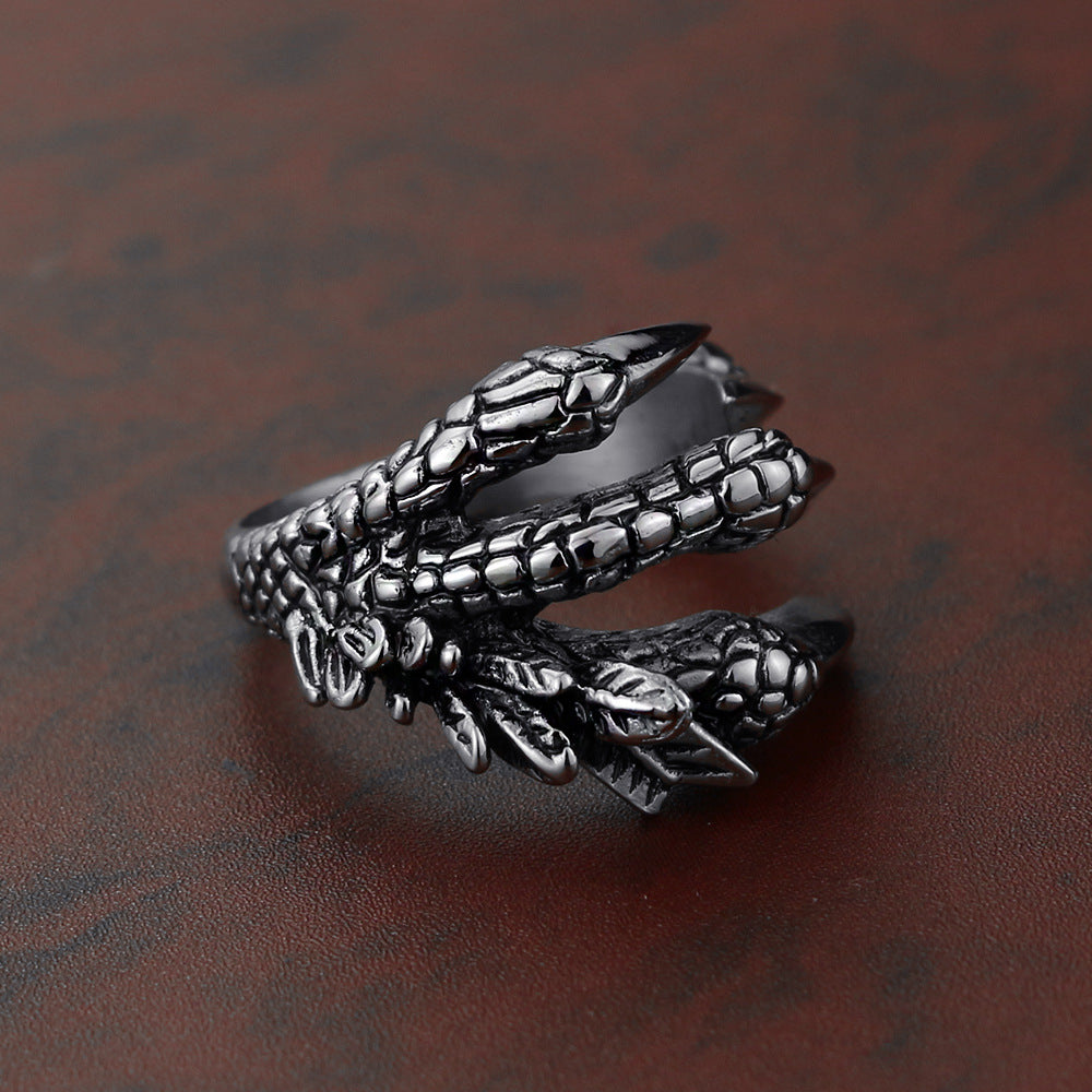 Dragon Ring Titanium Steel Dragon Claw Ring Sharp Claw Hand Jewelry Animal Open Ring - SkyeDragon Gifts