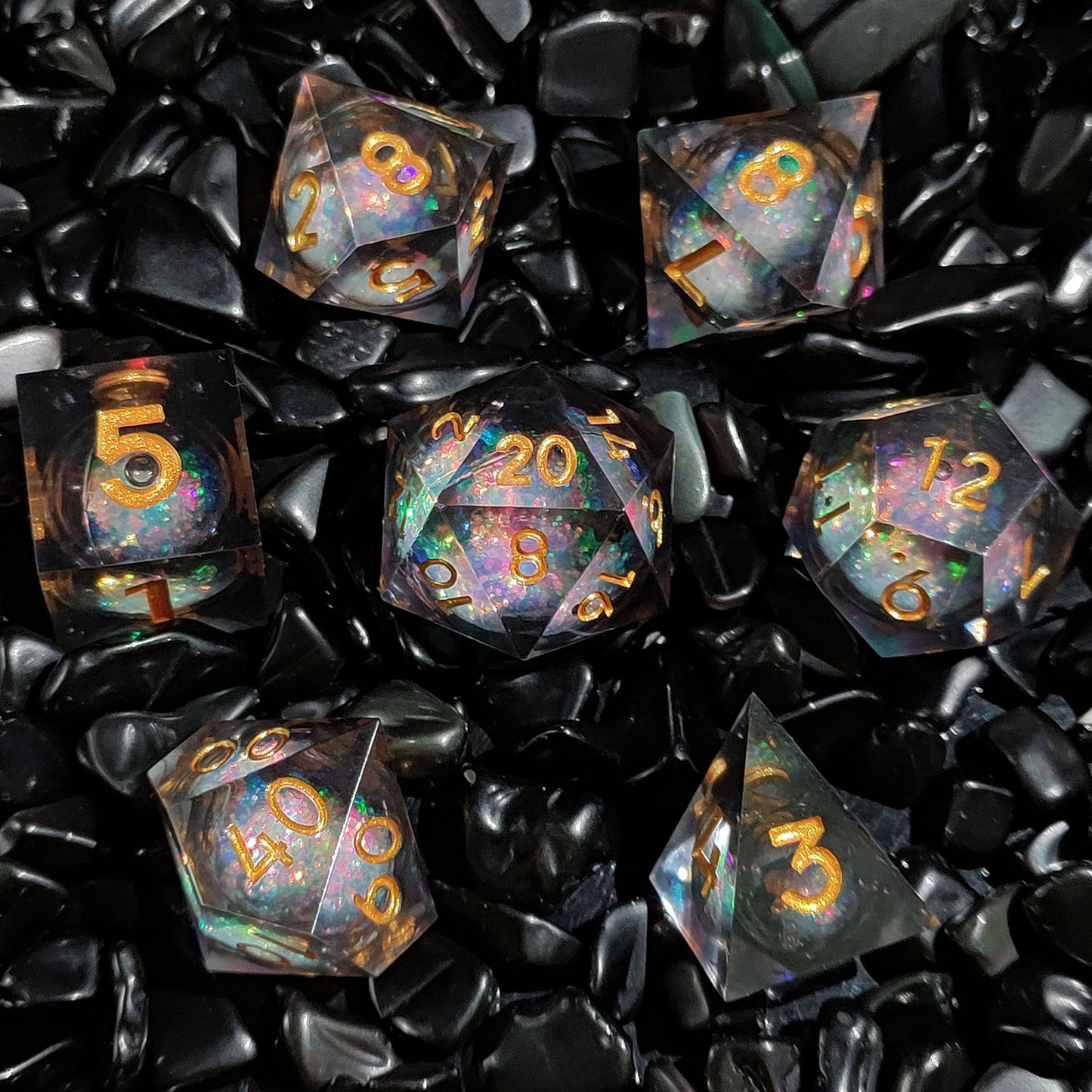 Resin Sand Flow Dice Liquid Core DND DungeonsDragons TRPG Board Game Dice Set Roleplaying Cthulhu - SkyeDragon Gifts