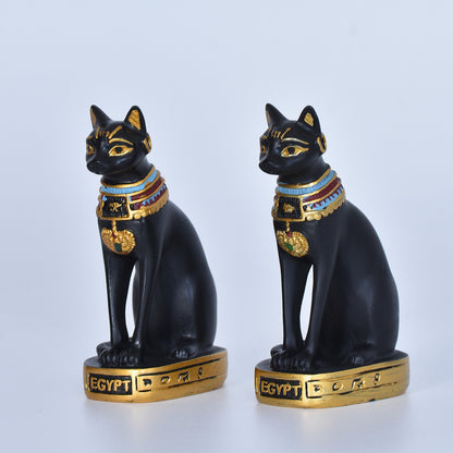 Egyptian Cat God Resin Fortune Cat Statue for Home Entrance Decor