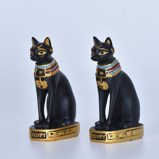 Egyptian Cat God Resin Fortune Cat Statue for Home Entrance Decor