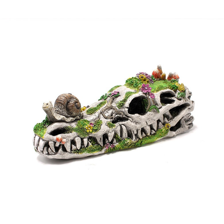 Creative resin courtyard garden dragon head bone statue with dragon bone fossil ornaments - SkyeDragon Gifts