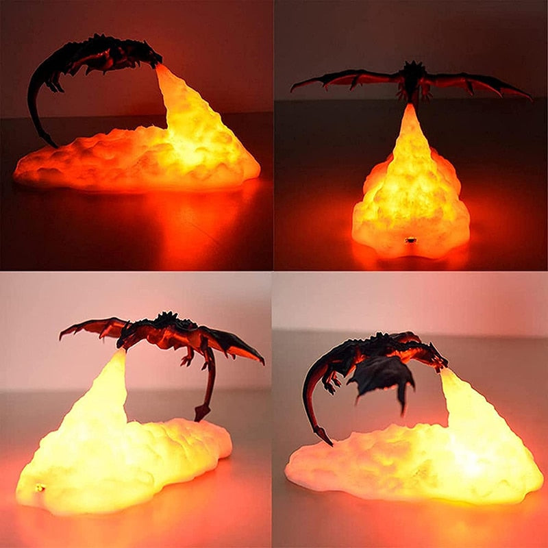 3D Printed Volcano Dragon Lamps Night Light Moon Light Kids Sleep Accompany USB Rechargeable For  Children Home Decorations - SkyeDragon Gifts